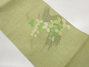 紗紬　紙布　草葉に流水模様織り出し名古屋帯